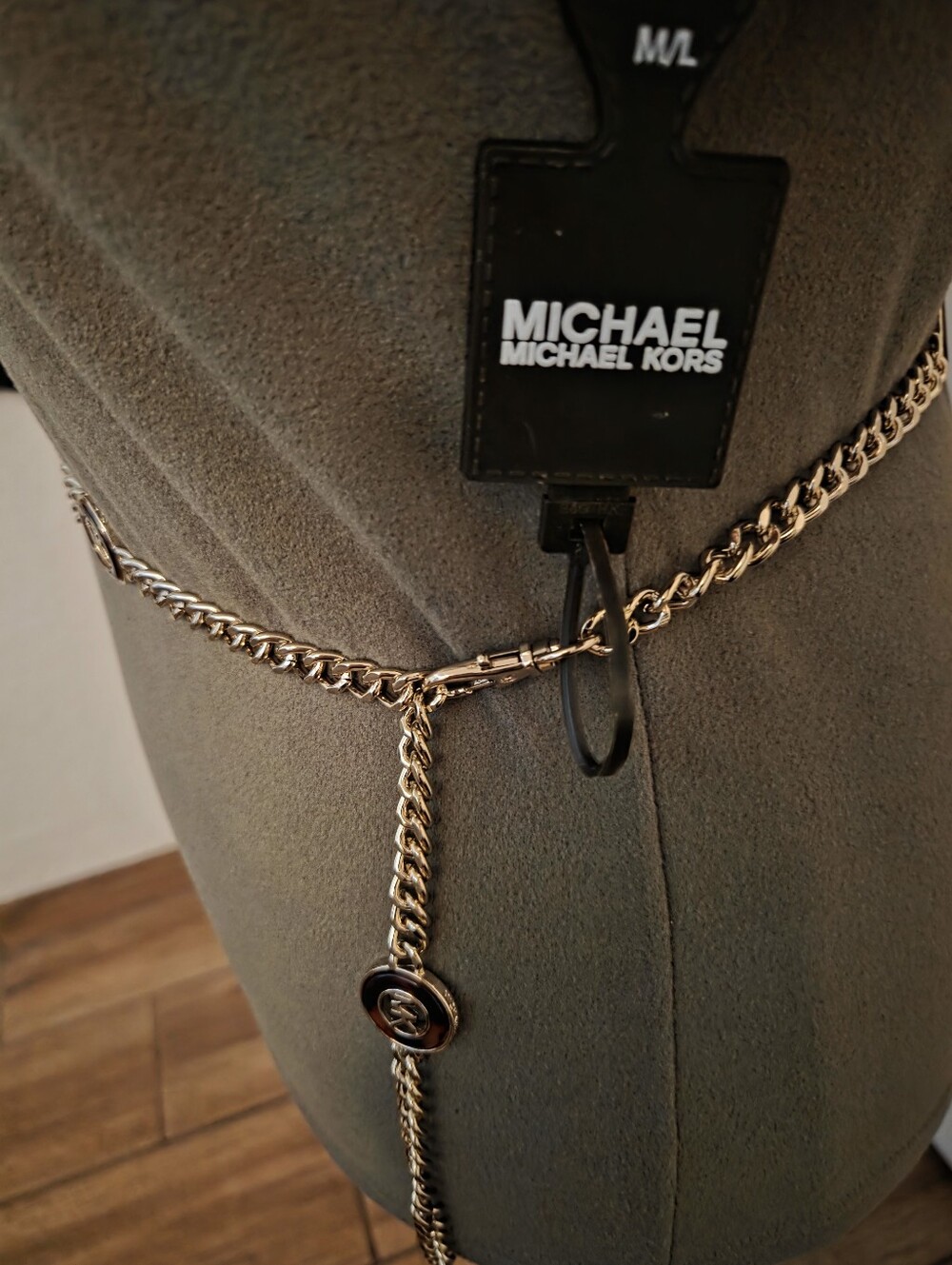 Michael Kors Gold Chain Waist Belt with Logo Medallions - Picture 3 of 3